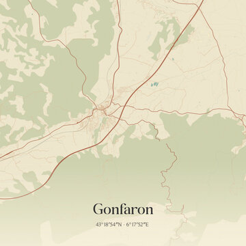 Vintage map of Gonfaron, France.