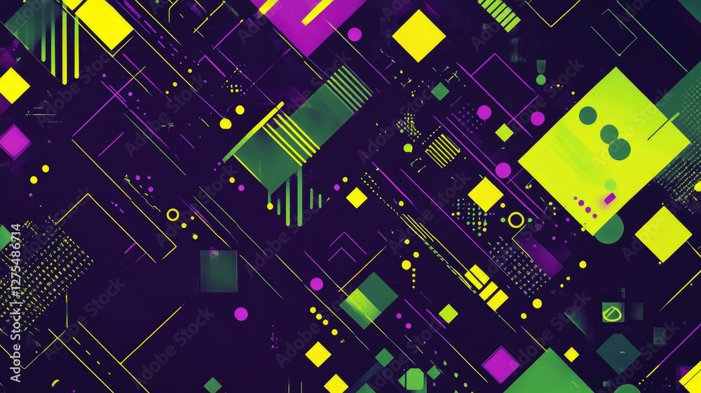 Poster Green and violet geometric patterns creating an abstract, flowing background that evokes the speed and versatility of Julia programming and data science