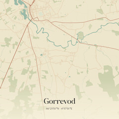 Fototapeta premium Vintage map of Gorrevod, France.