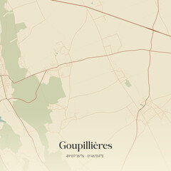 Vintage map of Goupillières, France.