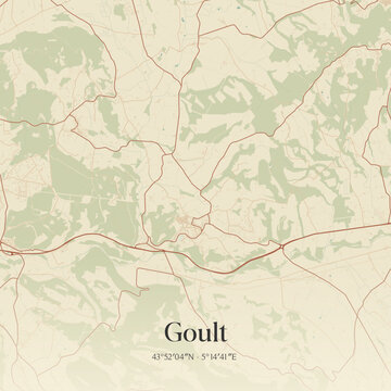 Vintage map of Goult, France.