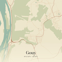 Fototapeta premium Vintage map of Gouy, France.