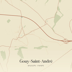 Vintage map of Gouy-Saint-Andr&eacute;, France.