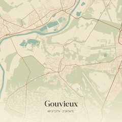 Obraz premium Vintage map of Gouvieux, France.