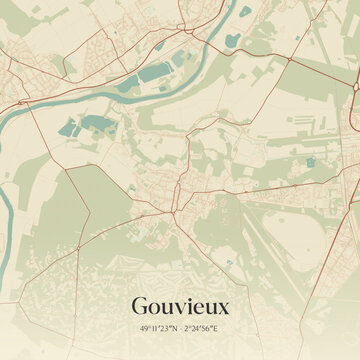 Vintage map of Gouvieux, France.