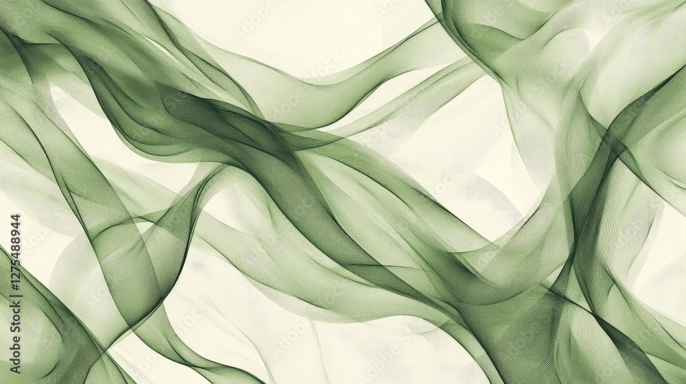 Aufkleber organic green lines intertwining in an abstract wallpaper, creating a harmonious flow and natural pa