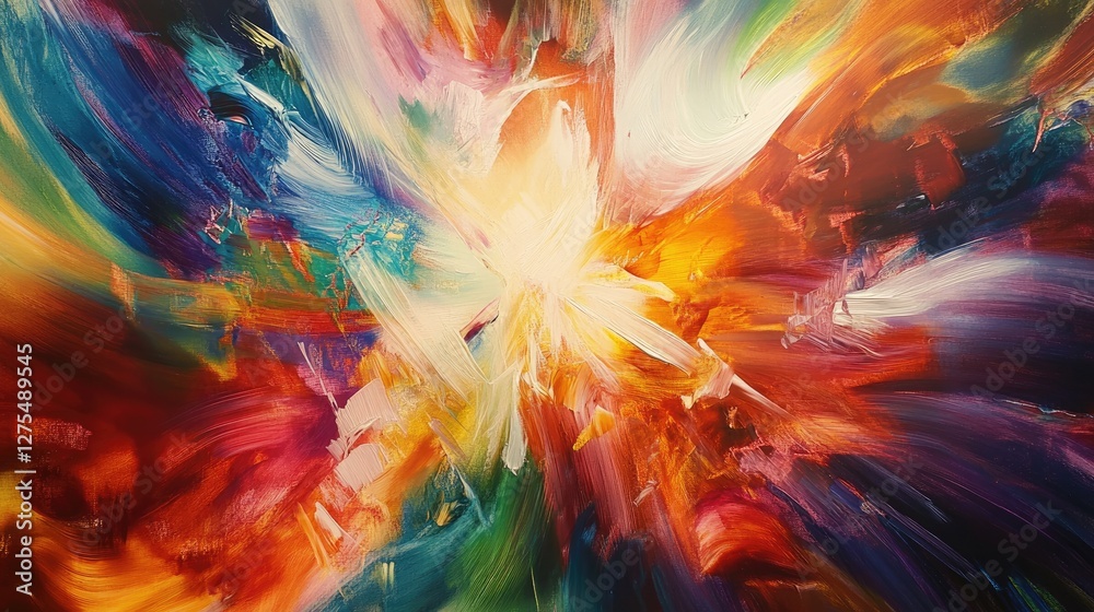Aufkleber Streams of vibrant light in dynamic motion merging into a powerful visualization of collaboration, filled with color and energy