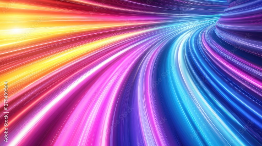 Poster Streams of vibrant light in dynamic motion merging into a powerful visualization of collaboration, filled with color and energy