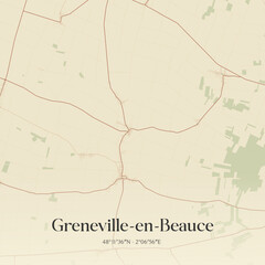Vintage map of Greneville-en-Beauce, France.