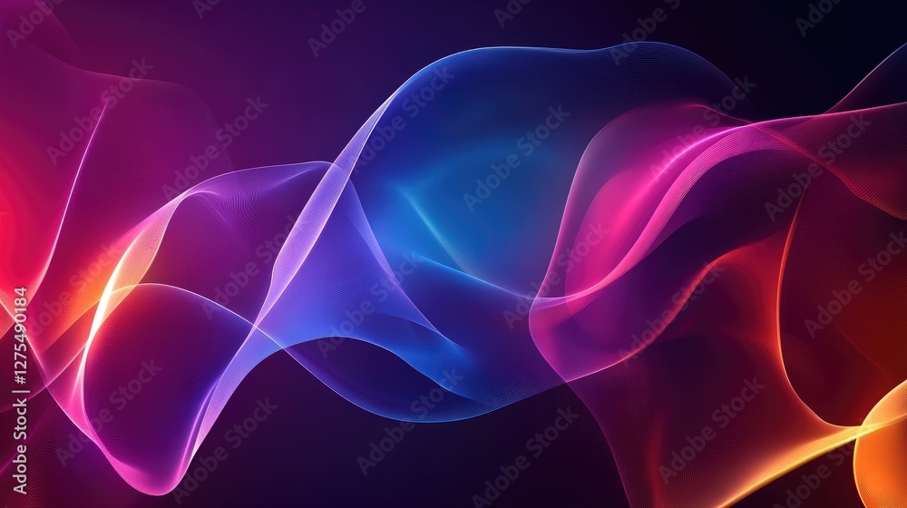 Poster transparent shapes with glowing edges create a layered 3d abstract background, exuding a futuristic 