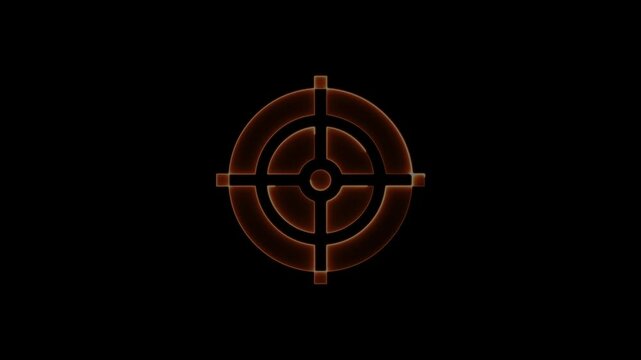 Animated shooting rang motion graphics. Colorful outline concept icon. Neon bullseye target 4k video footage.