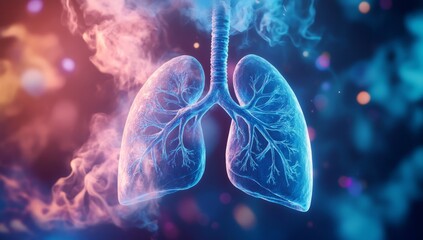 Lungs, smoke, air pollution, medical, 3D render, health, background,  illustration, science,  disease