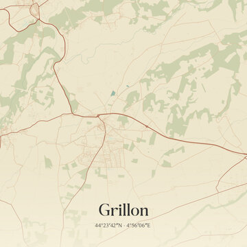 Vintage map of Grillon, France.