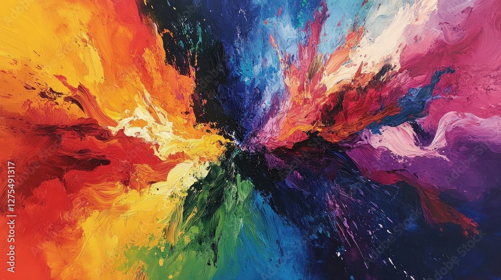 Aufkleber vibrant color explosion in abstract patterns, visually expressing the high-energy beat and rhythm of