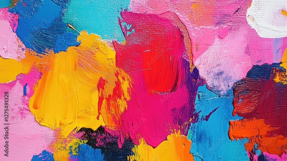 Poster vibrant color explosion in abstract patterns, visually expressing the high-energy beat and rhythm of