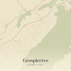 Obraz premium Vintage map of Grospierres, France.