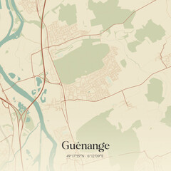Obraz premium Vintage map of Guénange, France.