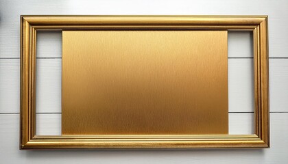 Fototapeta premium Elegant Golden Wooden Picture Frame Showcasing a Timeless Scene of a Vertical Wide Landscape in Rich Warm Tones, Perfect for Home Decor and Artistic Inspiration.