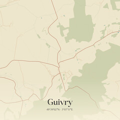 Obraz premium Vintage map of Guivry, France.