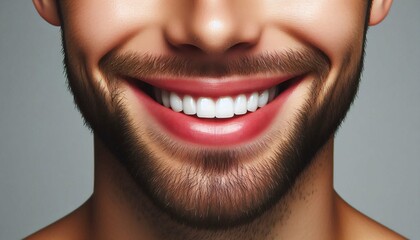 Fototapeta premium Close-Up of Smiling Faces with Perfect White Teeth – Happy Expressions of a Man and a Woman.