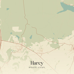 Obraz premium Vintage map of Harcy, France.