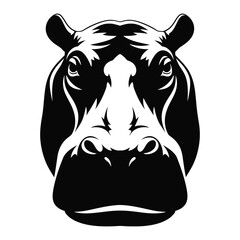 Hippopotamus face black silhouette vector design.