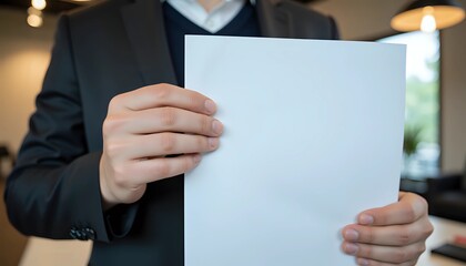 Obraz premium Formal businessman presenting blank sign - advertisement placement
