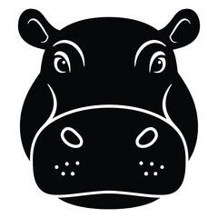 Hippopotamus face black silhouette vector.