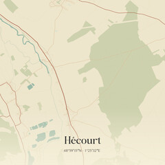 Obraz premium Vintage map of Hécourt, France.