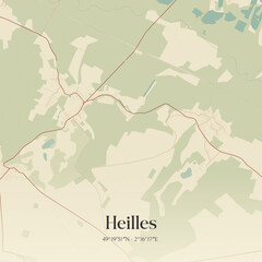 Obraz premium Vintage map of Heilles, France.