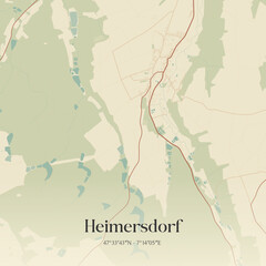 Obraz premium Vintage map of Heimersdorf, France.