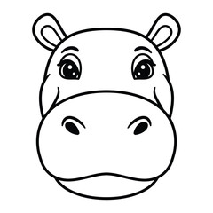 Cute Hippopotamus face silhouette vector illustration.