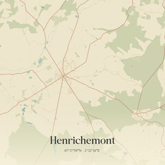 Obraz premium Vintage map of Henrichemont, France.