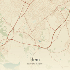 Obraz premium Vintage map of Hem, France.