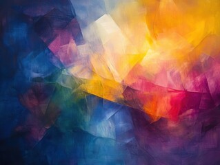 Abstract Art with Bold Colors and Dynamic Shapes Representing Concepts of Movement and Emotion