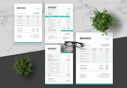 Blue And White Invoice Set