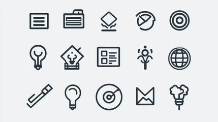 Collection of Minimalistic Line Icons for Creative Design Concepts