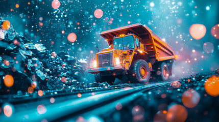 Industrial mining: Majestic hauler with a mystical glow
