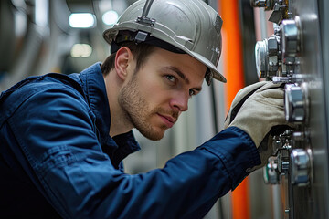 Data center technician performing routine maintenance check