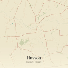 Fototapeta premium Vintage map of Husson, France.