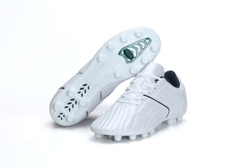 sliver color football shoes isolated on white background