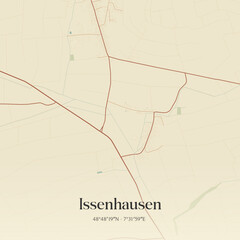 Vintage map of Issenhausen, France.