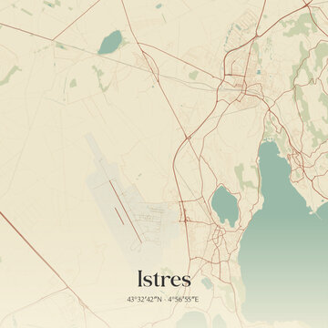 Vintage map of Istres, France.