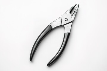 Obraz premium Vintage Black and White Still Life: Classic Pliers on a Clean, Isolated Background. Perfect for industrial, DIY, repair, craftsmanship, engineering, mechanical, tools, workshop, and technology 