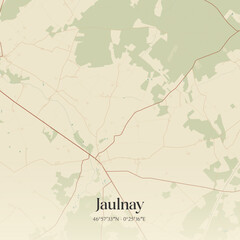 Obraz premium Vintage map of Jaulnay, France.