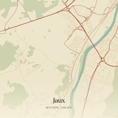 Obraz premium Vintage map of Jaux, France.