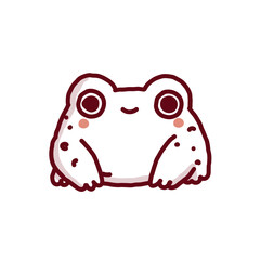 A frog on a white isolated doodle-style background. Linear hand drawing.
