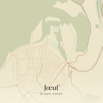 Vintage map of J&oelig;uf, France.