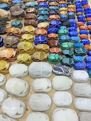 Egyptian scarab alabaster as souvenirs in Luxor, Egypt