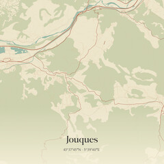 Obraz premium Vintage map of Jouques, France.